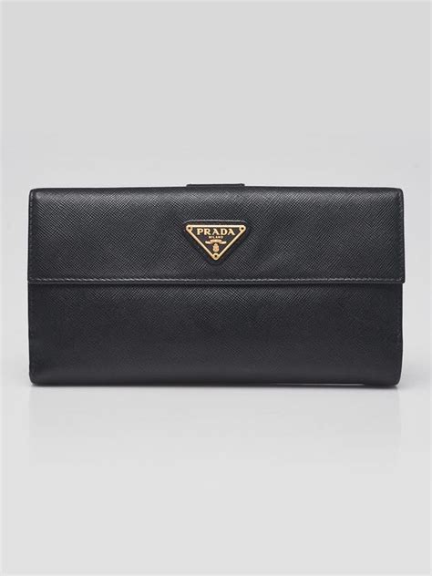 prada saffiano metal long flap wallet